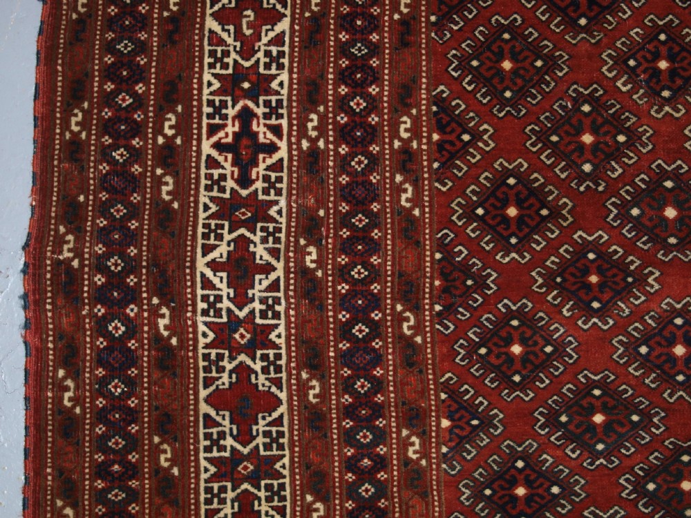 ANTIQUE YOMUT TURKMEN RUG, STAR BORDER, SUPERB CONDITION, CIRCA 1900/20. View VI