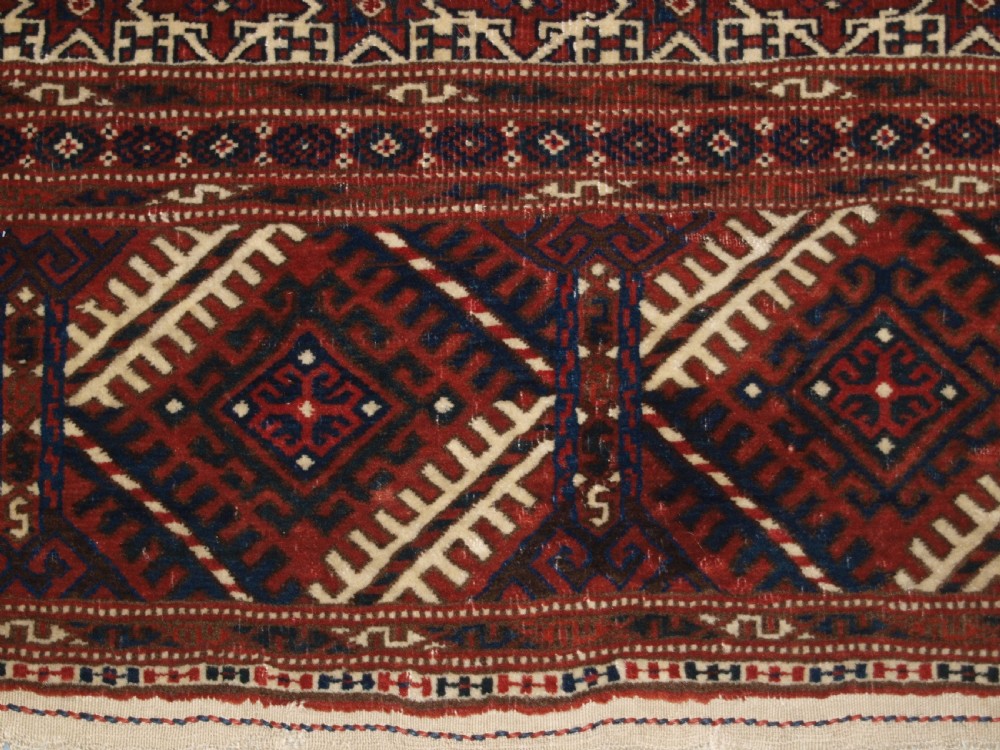 ANTIQUE YOMUT TURKMEN RUG, STAR BORDER, SUPERB CONDITION, CIRCA 1900/20. View X