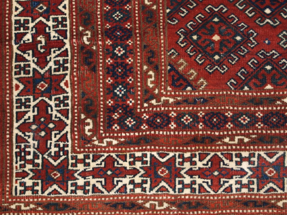 ANTIQUE YOMUT TURKMEN RUG, STAR BORDER, SUPERB CONDITION, CIRCA 1900/20. View XI
