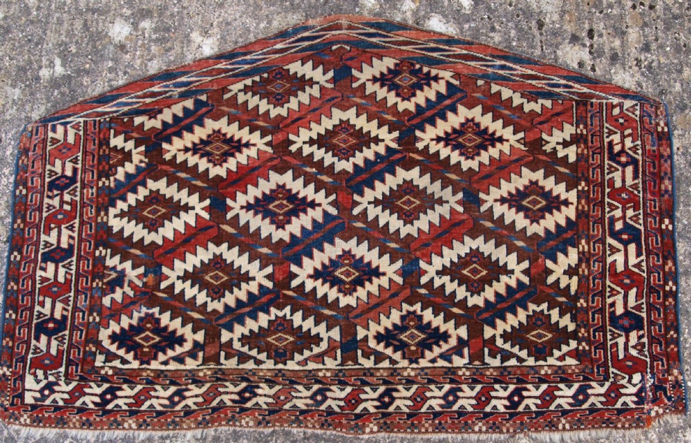 ANTIQUE YOMUT TURKMEN ASMALYK, BRIDAL CAMEL DECORATION, SUPERB COLOURS, 2ND HALF 19TH CENTURY.