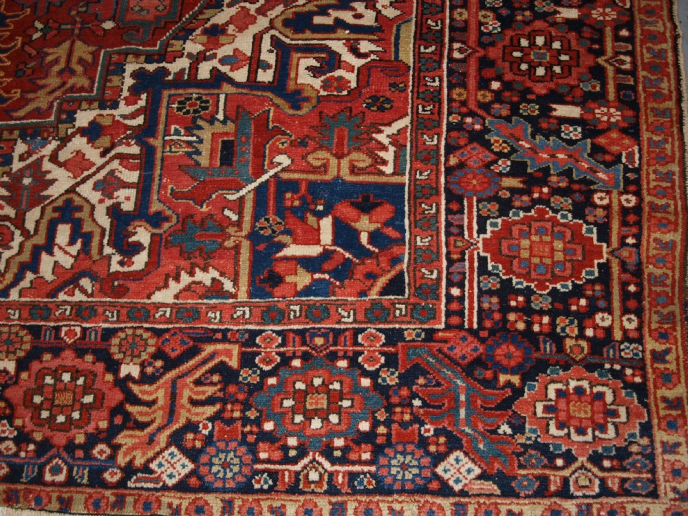 ANTIQUE PERSIAN HERIZ CARPET WITH SUPERB COLOURS, SQUARE SIZE, IDEAL FURNISHING CARPET, CIRCA 1900. View XVI