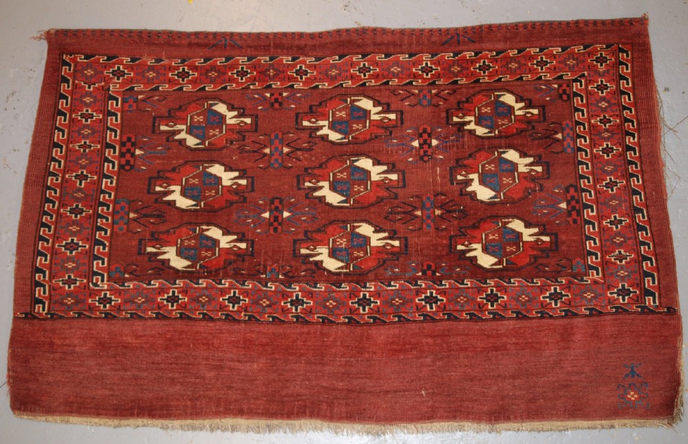ANTIQUE YOMUT TURKMEN 9 GUL CHUVAL, SUPERB COLOUR, GOOD CONDITION 2ND 1/2 19TH CENTURY.