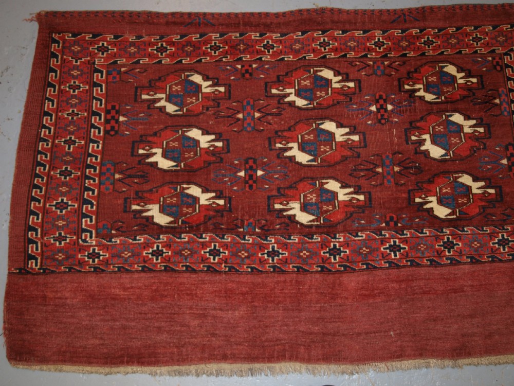 ANTIQUE YOMUT TURKMEN 9 GUL CHUVAL, SUPERB COLOUR, GOOD CONDITION 2ND 1/2 19TH CENTURY. View II