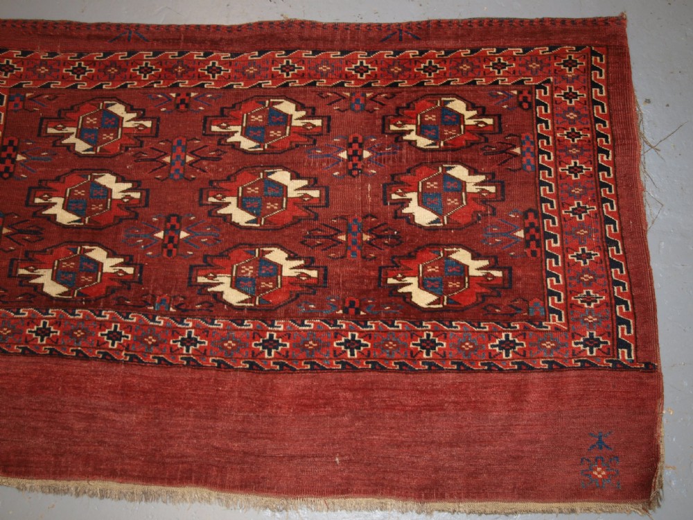 ANTIQUE YOMUT TURKMEN 9 GUL CHUVAL, SUPERB COLOUR, GOOD CONDITION 2ND 1/2 19TH CENTURY. View III