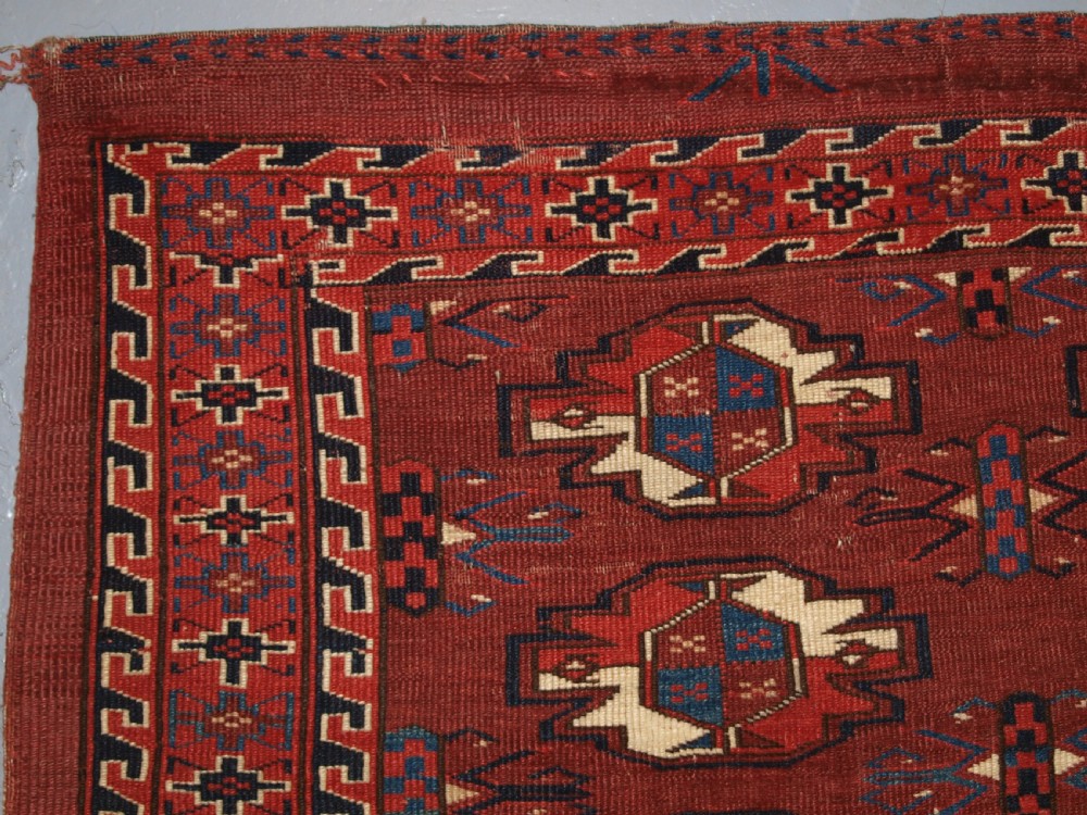 ANTIQUE YOMUT TURKMEN 9 GUL CHUVAL, SUPERB COLOUR, GOOD CONDITION 2ND 1/2 19TH CENTURY. View IV