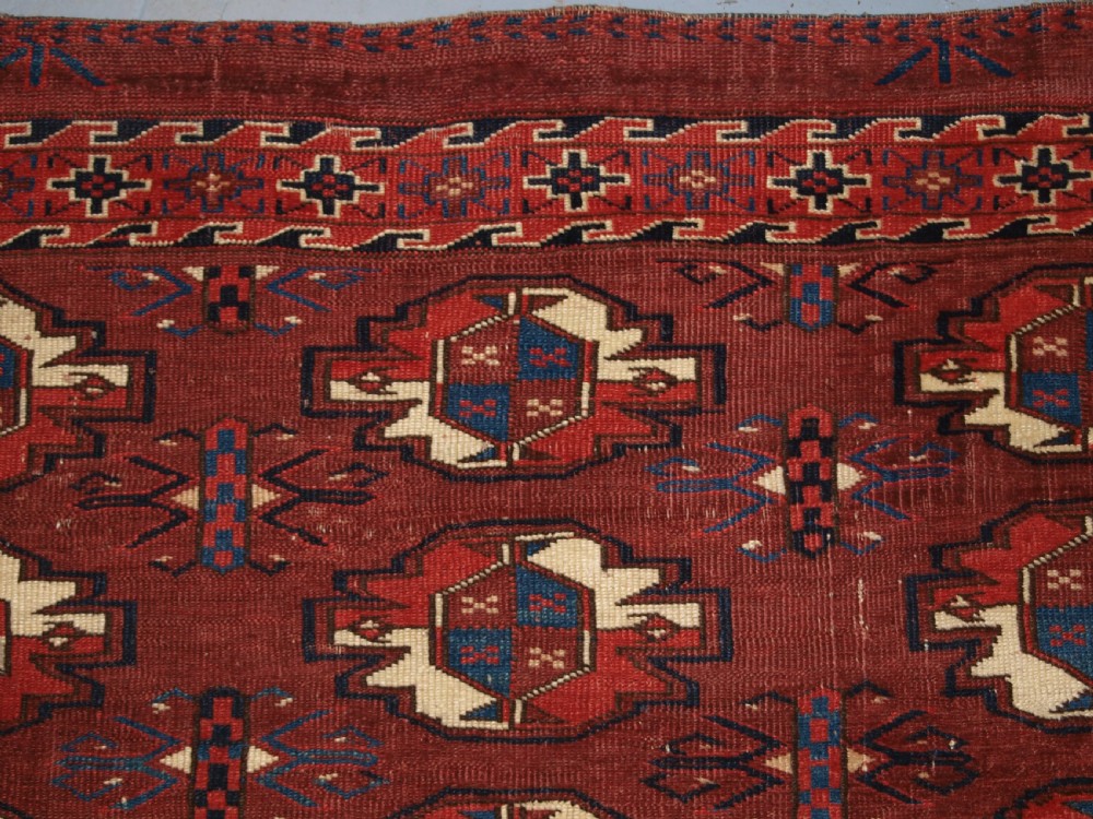 ANTIQUE YOMUT TURKMEN 9 GUL CHUVAL, SUPERB COLOUR, GOOD CONDITION 2ND 1/2 19TH CENTURY. View V