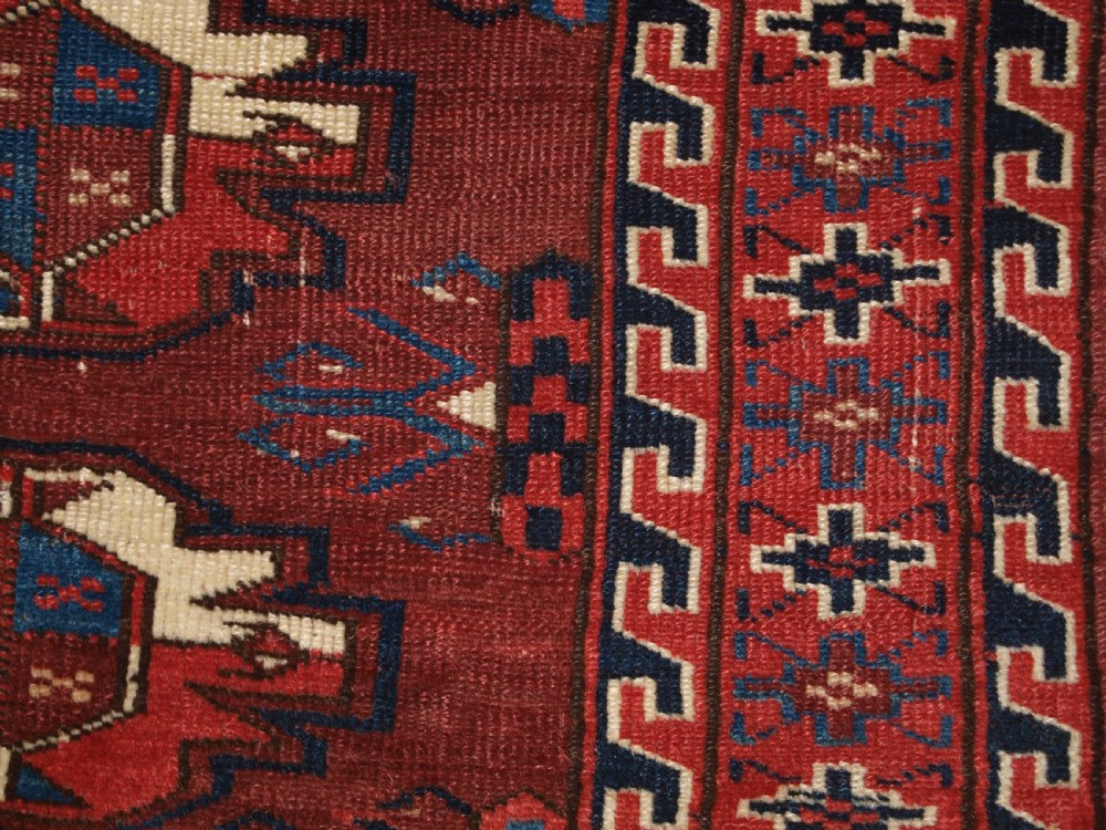 ANTIQUE YOMUT TURKMEN 9 GUL CHUVAL, SUPERB COLOUR, GOOD CONDITION 2ND 1/2 19TH CENTURY. View XIII