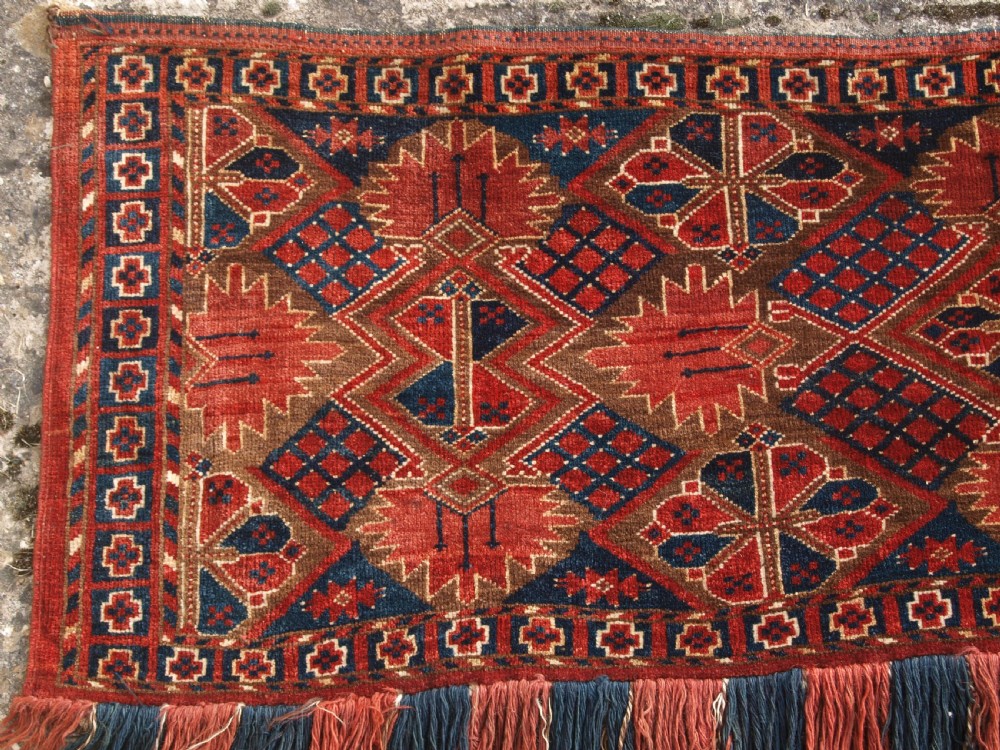 ANTIQUE ERSARI BESHIR TURKMEN TORBA, CLASSIC DESIGN, GREAT COLOUR, LATE 19TH CENTURY. View II