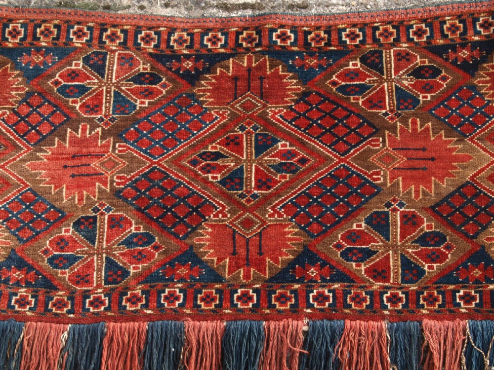ANTIQUE ERSARI BESHIR TURKMEN TORBA, CLASSIC DESIGN, GREAT COLOUR, LATE 19TH CENTURY. View III