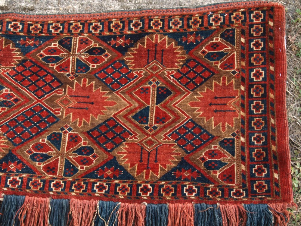 ANTIQUE ERSARI BESHIR TURKMEN TORBA, CLASSIC DESIGN, GREAT COLOUR, LATE 19TH CENTURY. View IV