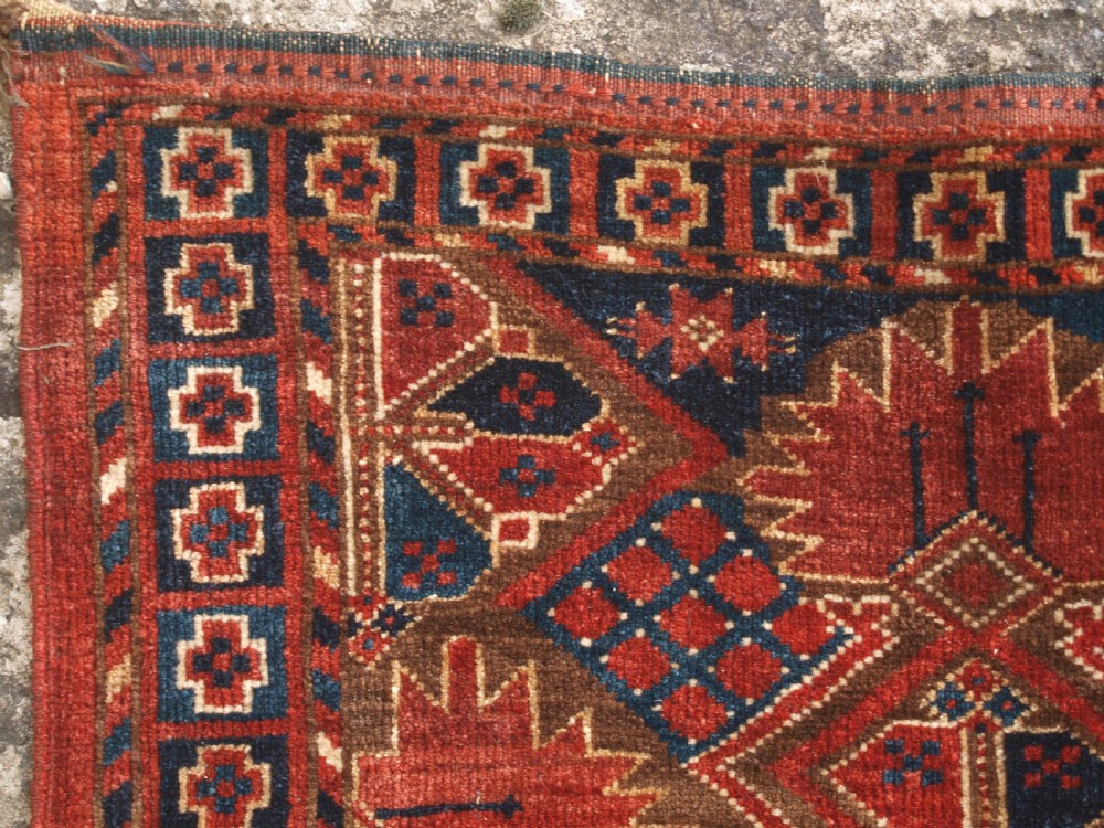 ANTIQUE ERSARI BESHIR TURKMEN TORBA, CLASSIC DESIGN, GREAT COLOUR, LATE 19TH CENTURY. View V