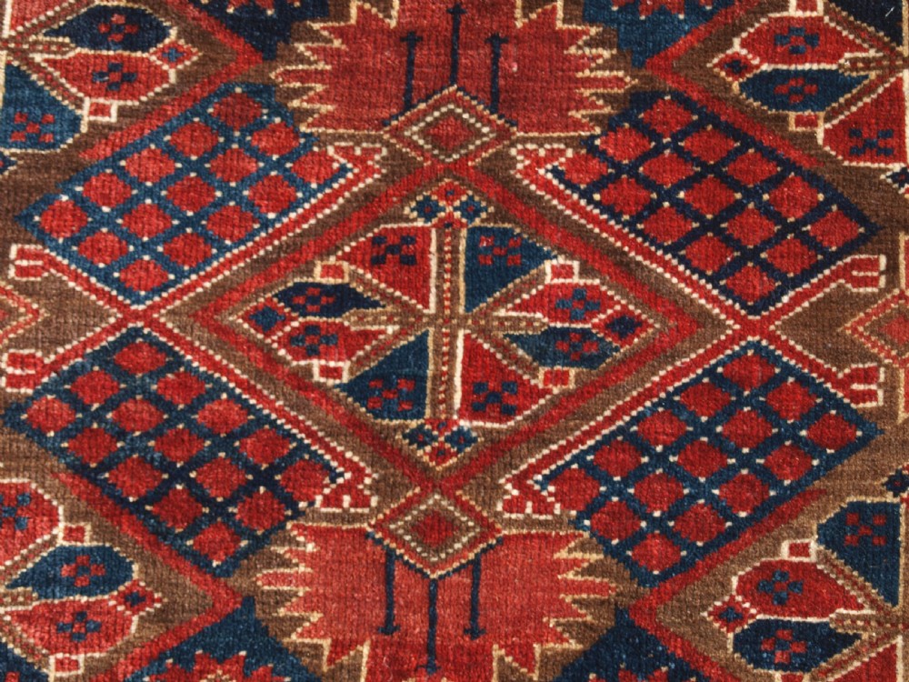 ANTIQUE ERSARI BESHIR TURKMEN TORBA, CLASSIC DESIGN, GREAT COLOUR, LATE 19TH CENTURY. View VII