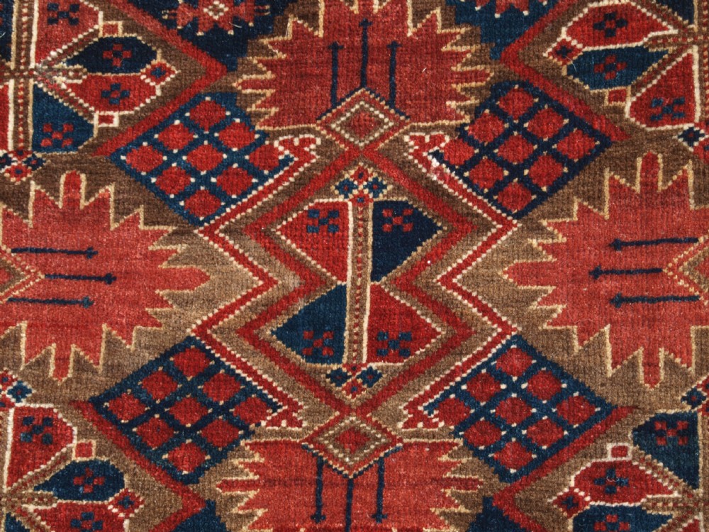 ANTIQUE ERSARI BESHIR TURKMEN TORBA, CLASSIC DESIGN, GREAT COLOUR, LATE 19TH CENTURY. View IX