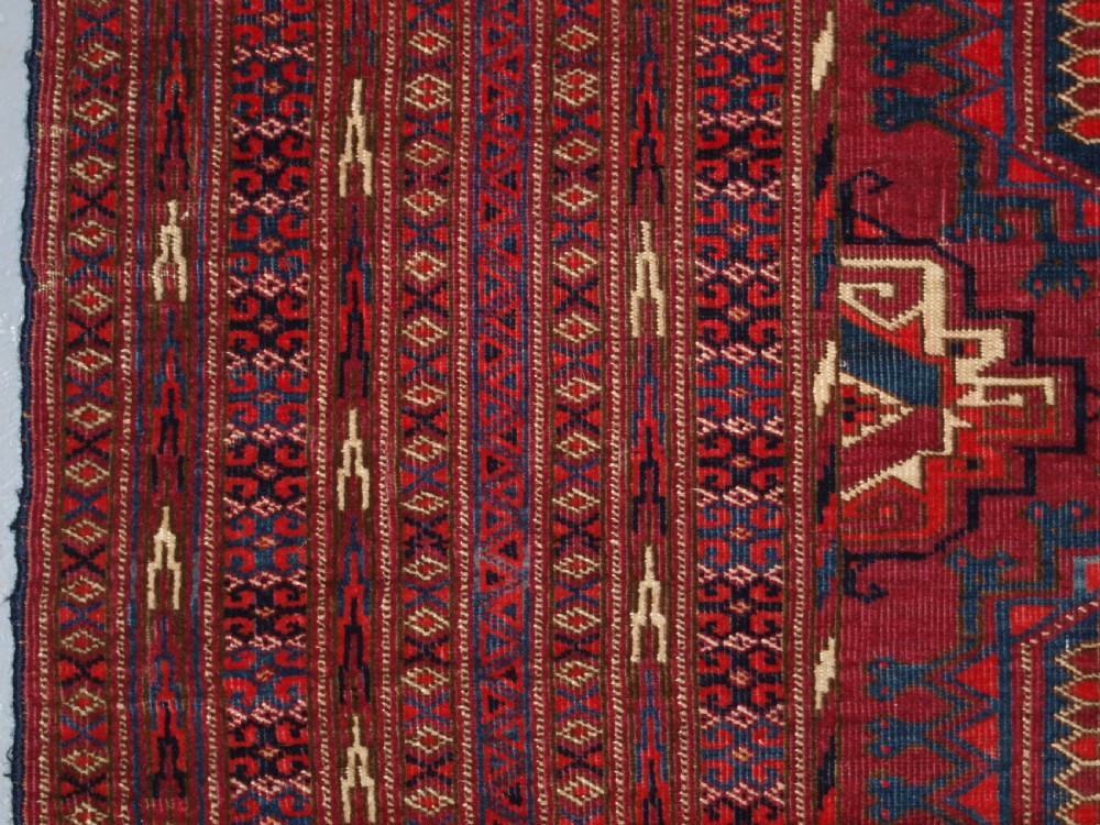 ANTIQUE TEKKE OR SARYK TURKMEN RUG, COCHINEAL DYES, BEAUTIFUL COLOURS, CIRCA 1890. View IV