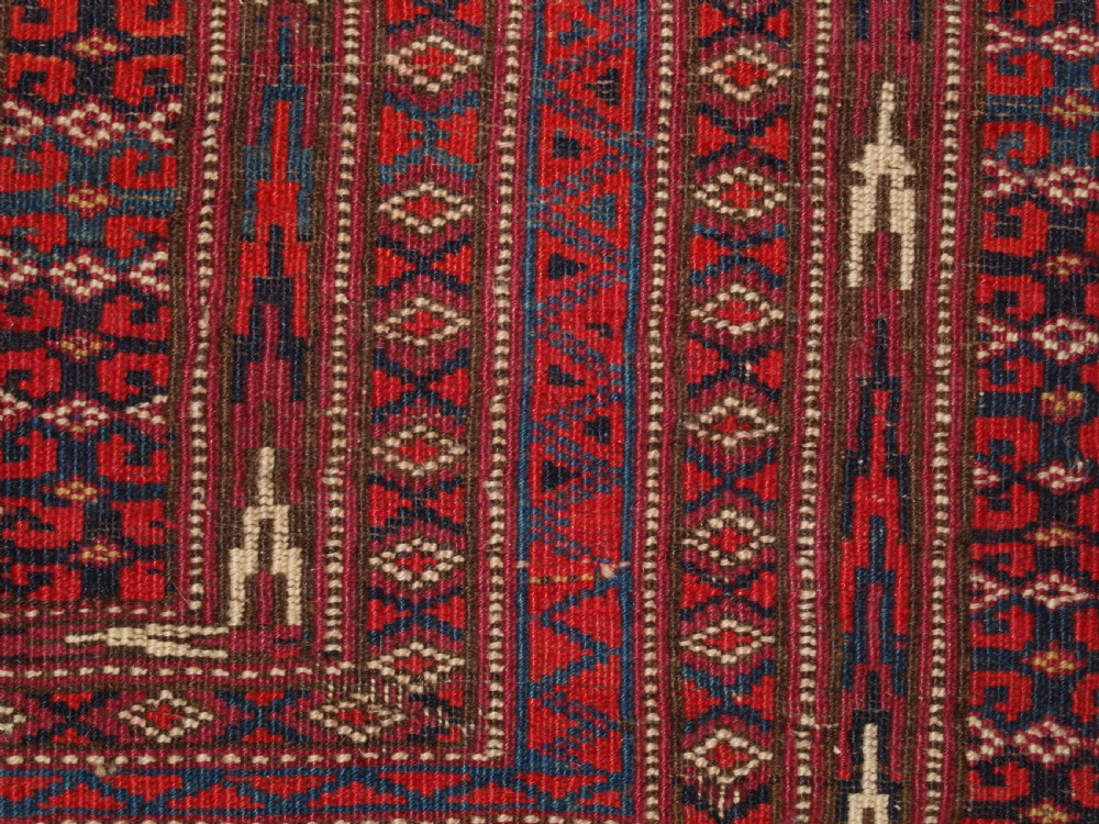 ANTIQUE TEKKE OR SARYK TURKMEN RUG, COCHINEAL DYES, BEAUTIFUL COLOURS, CIRCA 1890. View XIII