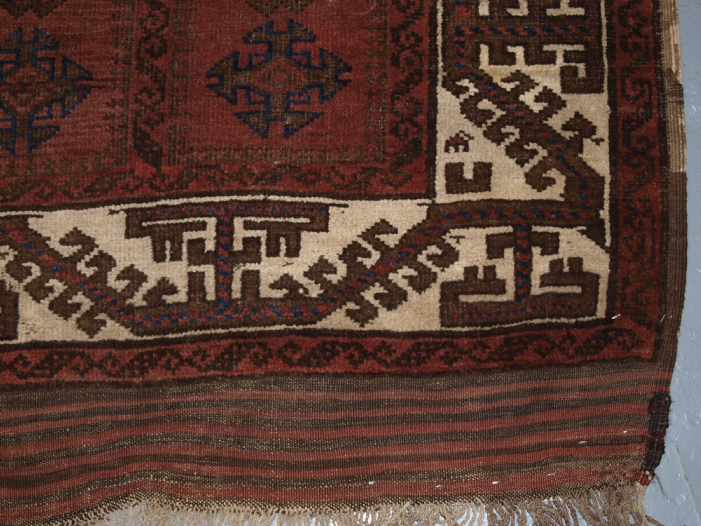 ANTIQUE BALUCH RUG, POSSIBLY TIMURI, LARGE SCALE DESIGN, WHITE BORDER, 2ND HALF 19TH CENTURY. View XI