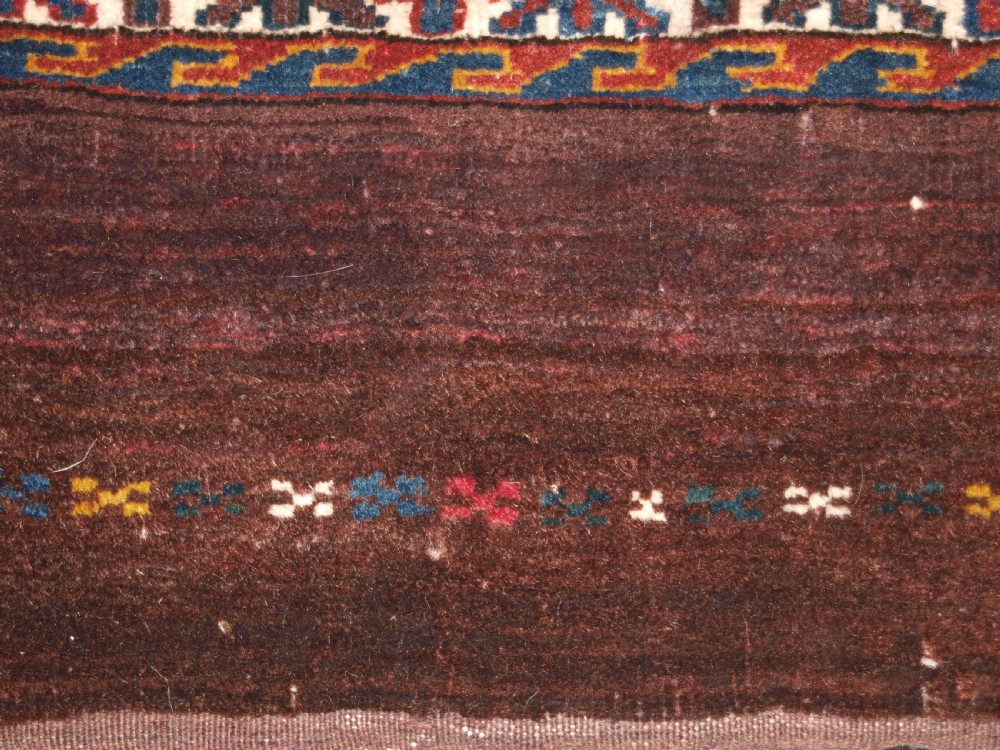 ANTIQUE YOMUT TURKMEN 9 GUL CHUVAL WITH PLAIN WEAVE BACK, LATE 19TH CENTURY. View VI