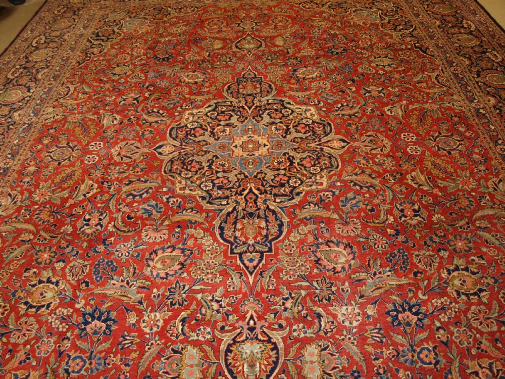 ANTIQUE KASHAN CARPET, OUTSTANDING EXAMPLE WITH EXCELLENT DESIGN & COLOUR, CIRCA 1900 View V
