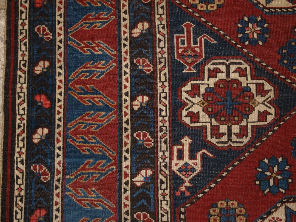 ANTIQUE CAUCASIAN KHILA RUG, BAKU REGION, OUTSTANDING EXAMPLE OF TYPE, LATE 19TH CENTURY. View III