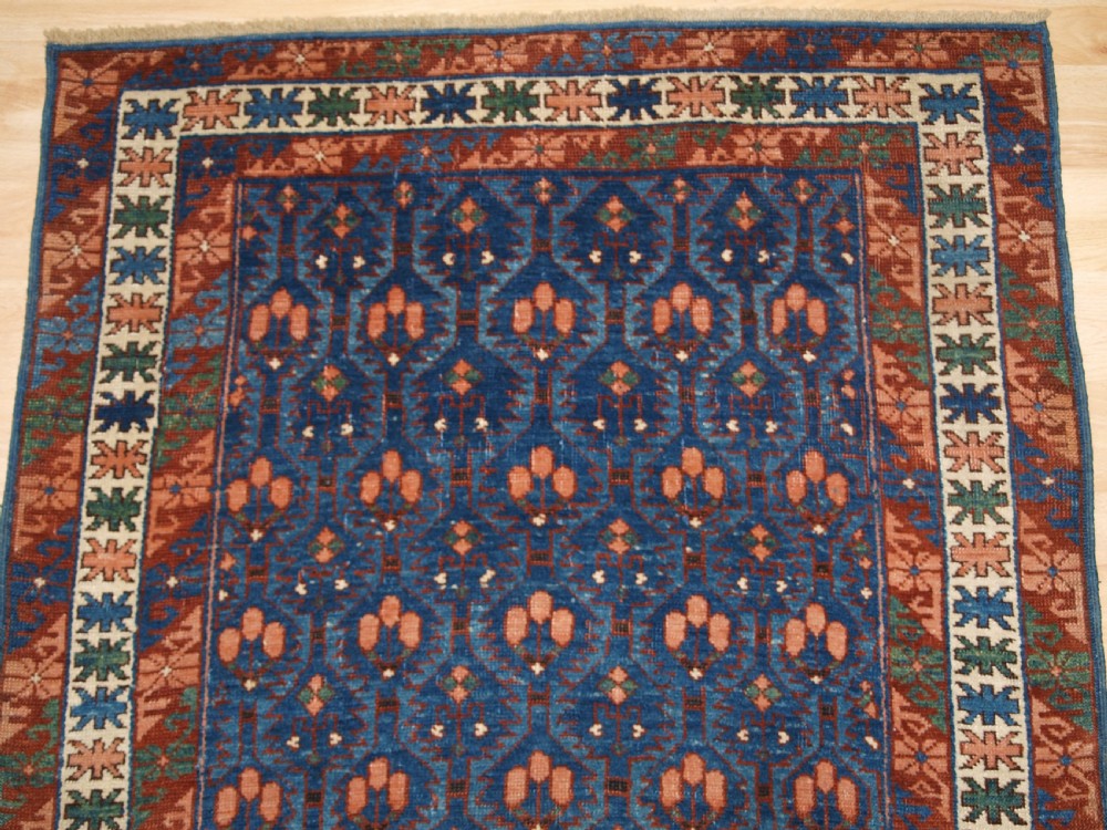 ANTIQUE CAUCASIAN SEICHUR RUG, KUBA REGION, BEAUTIFUL SOFT COLOURS, CIRCA 1890. View V