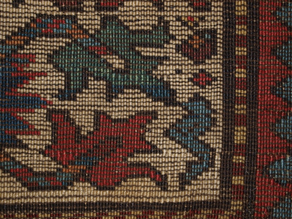 ANTIQUE CAUCASIAN GENDJE KAZAK RUG, LATTICE AND STAR DESIGN, CIRCA 1880. View XII