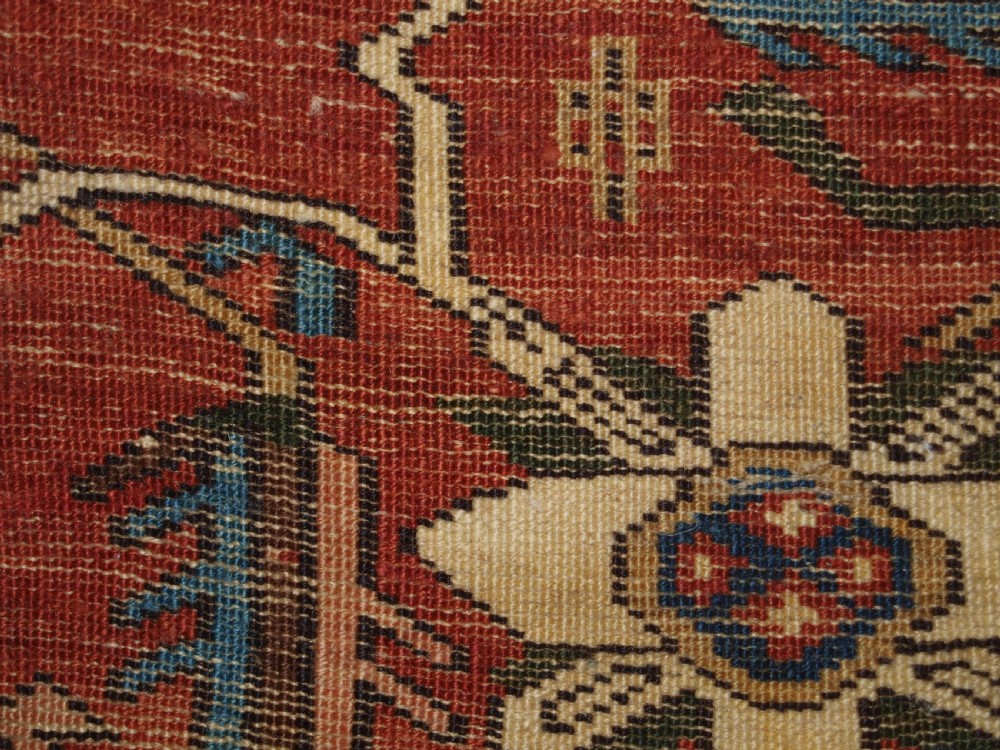 ANTIQUE CAUCASIAN SHIRVAN RUG WITH UNUSUAL NORTH WEST PERSIAN DESIGN, CIRCA 1900. View X