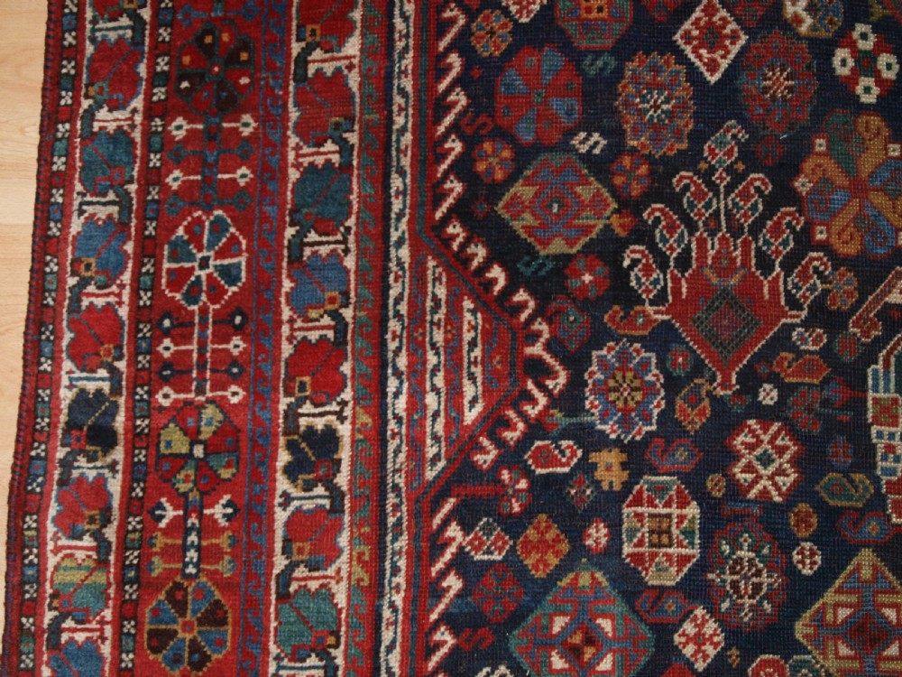 ANTIQUE SOUTH WEST PERSIAN TRIBAL CARPET BY THE KHAMSEH TRIBE, BEAUTIFUL TRIBAL DESIGN, CIRCA 1890. View IV