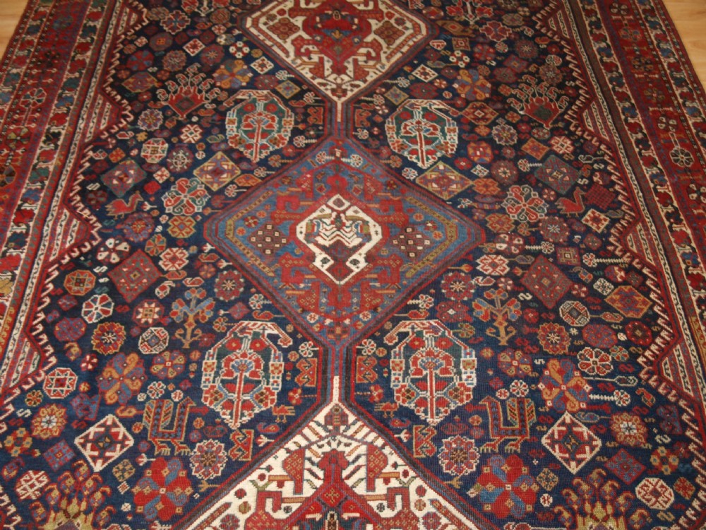ANTIQUE SOUTH WEST PERSIAN TRIBAL CARPET BY THE KHAMSEH TRIBE, BEAUTIFUL TRIBAL DESIGN, CIRCA 1890. View VI