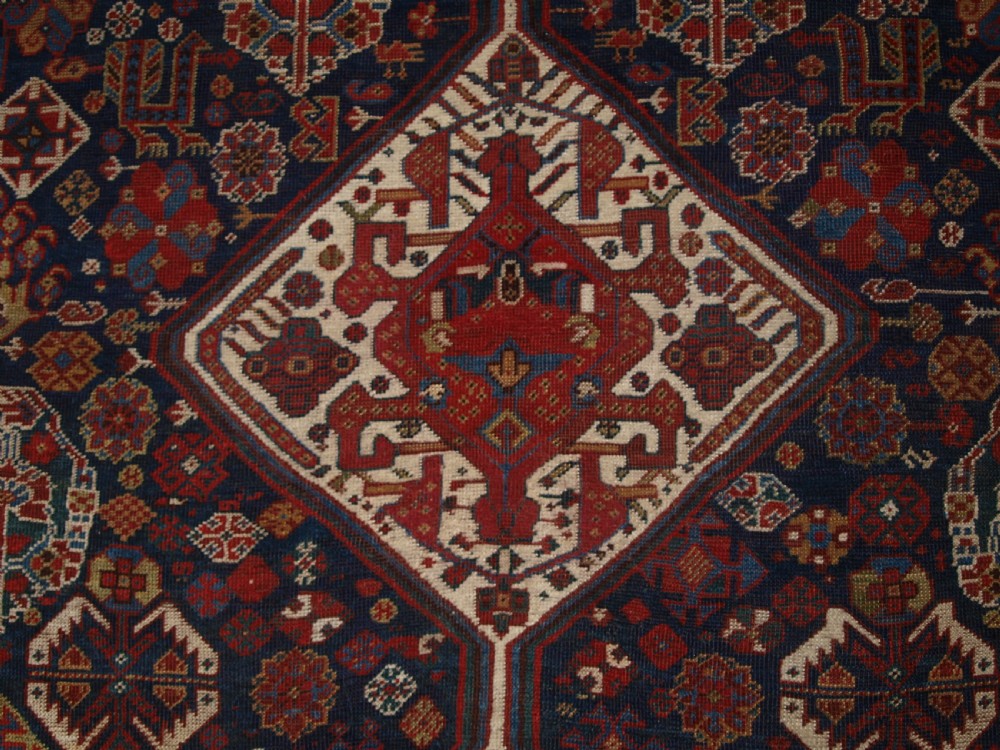 ANTIQUE SOUTH WEST PERSIAN TRIBAL CARPET BY THE KHAMSEH TRIBE, BEAUTIFUL TRIBAL DESIGN, CIRCA 1890. View VIII