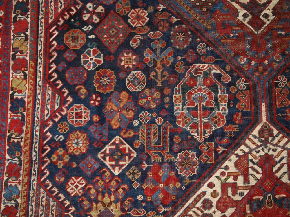 ANTIQUE SOUTH WEST PERSIAN TRIBAL CARPET BY THE KHAMSEH TRIBE, BEAUTIFUL TRIBAL DESIGN, CIRCA 1890. View IX
