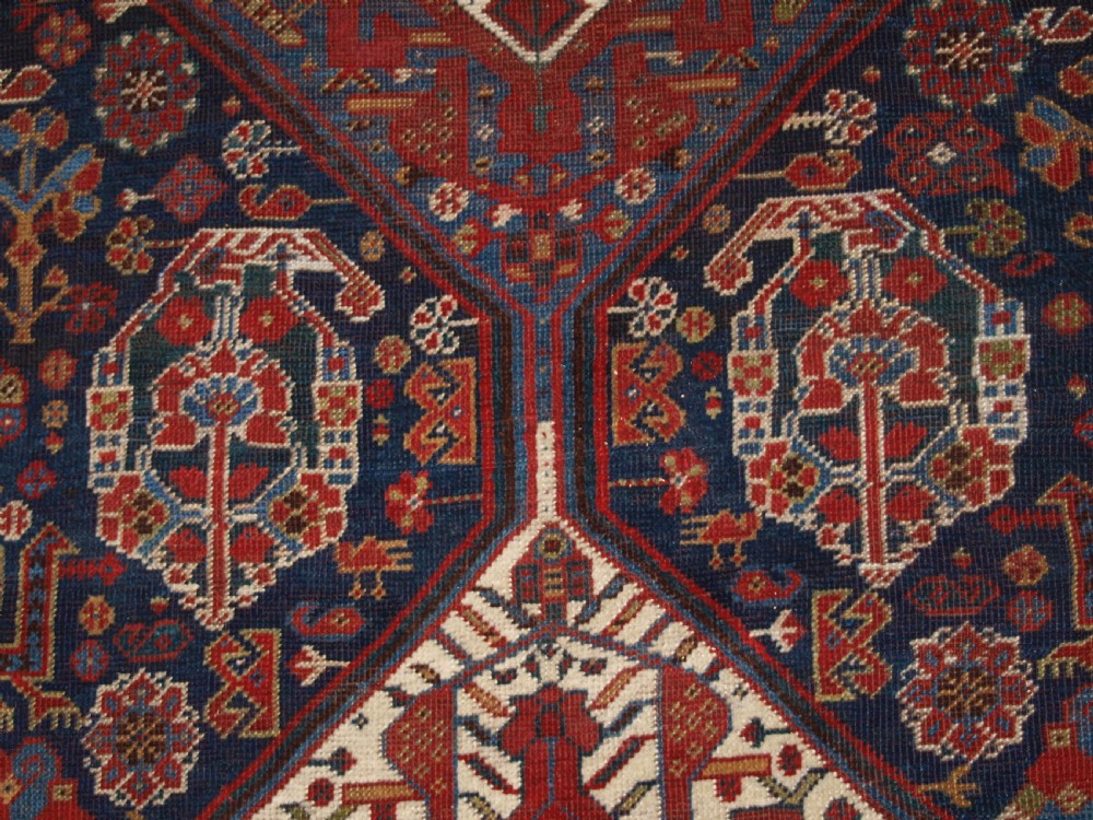 ANTIQUE SOUTH WEST PERSIAN TRIBAL CARPET BY THE KHAMSEH TRIBE, BEAUTIFUL TRIBAL DESIGN, CIRCA 1890. View XIX
