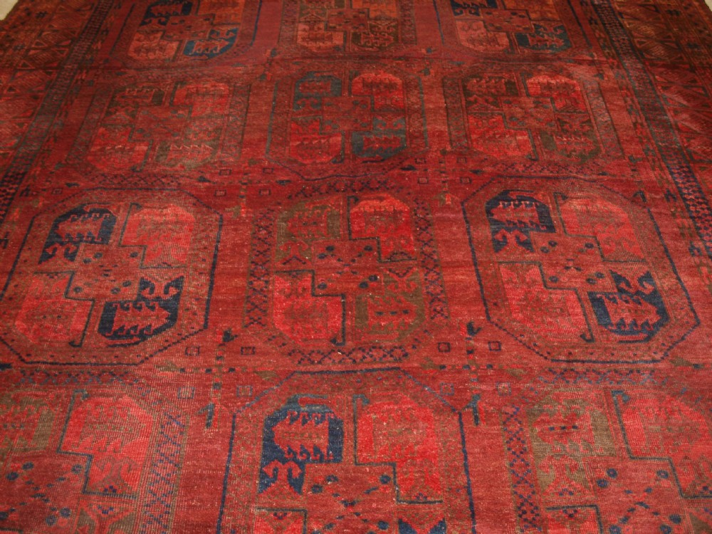 ANTIQUE AFGHAN VILLAGE CARPET, ERSARI WEAVERS, SUPERB COLOUR, CIRCA 1900. View V