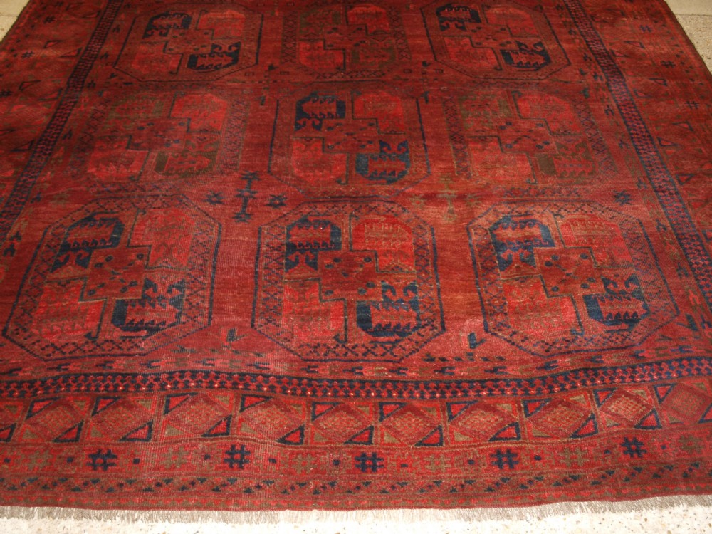 ANTIQUE AFGHAN VILLAGE CARPET, ERSARI WEAVERS, SUPERB COLOUR, CIRCA 1900. View VI
