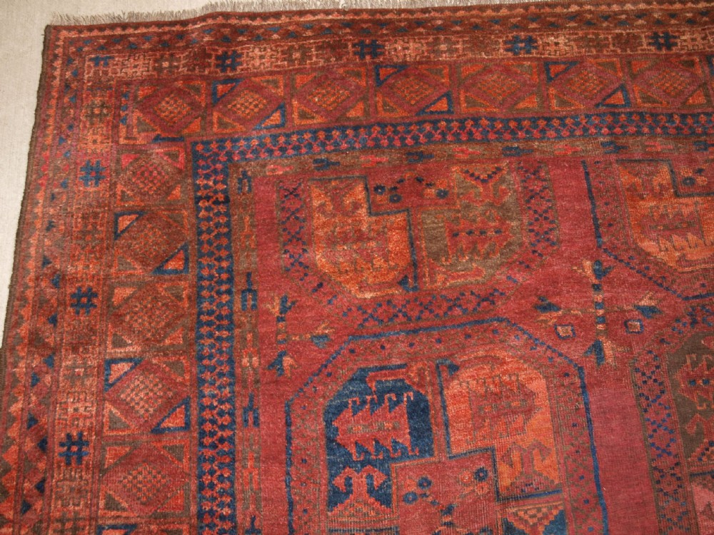 ANTIQUE AFGHAN VILLAGE CARPET, ERSARI WEAVERS, SUPERB COLOUR, CIRCA 1900. View VII