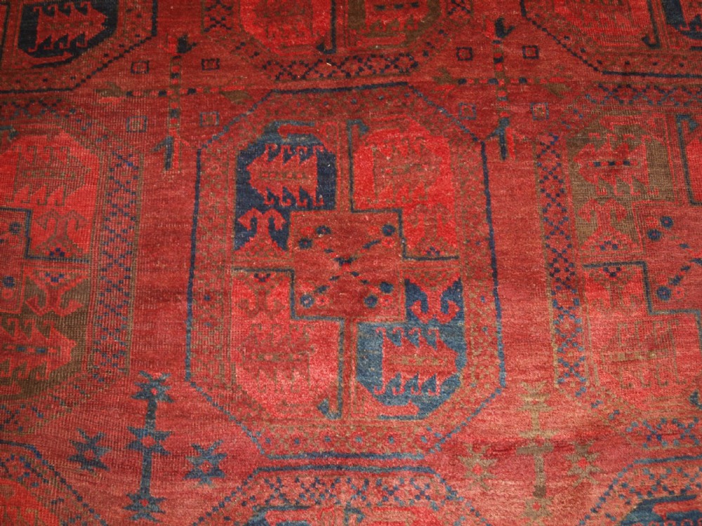 ANTIQUE AFGHAN VILLAGE CARPET, ERSARI WEAVERS, SUPERB COLOUR, CIRCA 1900. View X