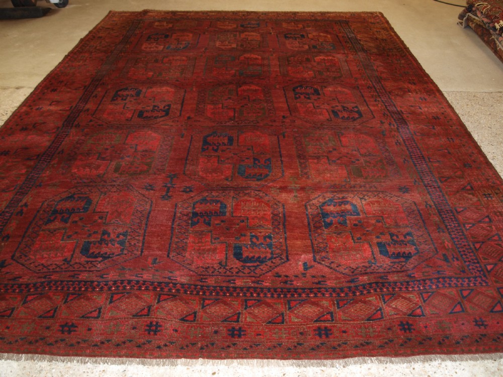 ANTIQUE AFGHAN VILLAGE CARPET, ERSARI WEAVERS, SUPERB COLOUR, CIRCA 1900. View XII