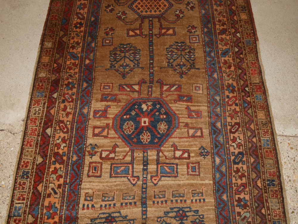 ANTIQUE NORTH WEST PERSIAN KURDISH RUNNER, CAMEL GROUND, LOTS OF ANIMALS, CIRCA 1900. View V