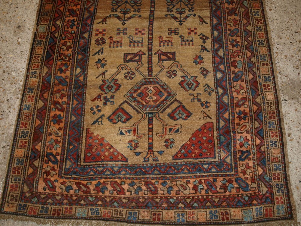 ANTIQUE NORTH WEST PERSIAN KURDISH RUNNER, CAMEL GROUND, LOTS OF ANIMALS, CIRCA 1900. View VII