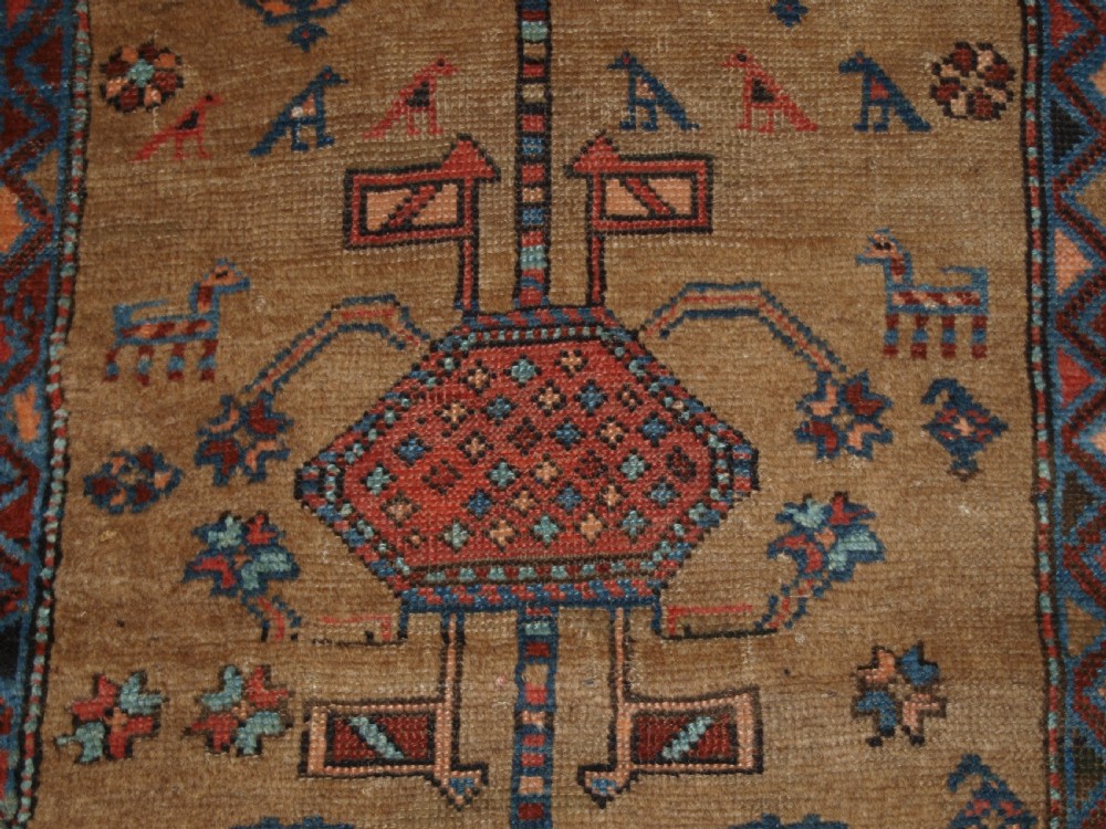 ANTIQUE NORTH WEST PERSIAN KURDISH RUNNER, CAMEL GROUND, LOTS OF ANIMALS, CIRCA 1900. View X
