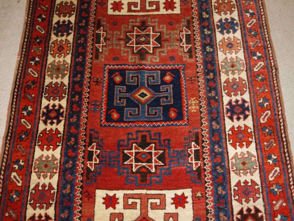 ANTIQUE NORTH PERSIAN KURDISH RUNNER WITH BOXED MEDALLION DESIGN, CIRCA 1900. View III