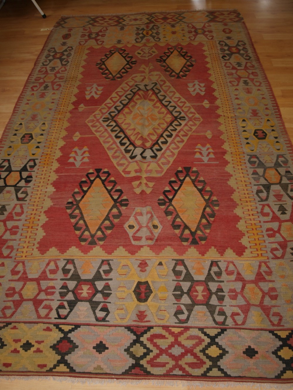 OLD TURKISH KONYA REGION KILIM OF LARGE SIZE, SOFT COLOURS, SUPERB CONDITION, CIRCA 1920.