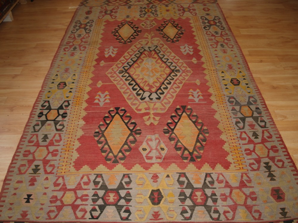 OLD TURKISH KONYA REGION KILIM OF LARGE SIZE, SOFT COLOURS, SUPERB CONDITION, CIRCA 1920. View II