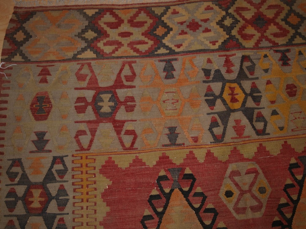 OLD TURKISH KONYA REGION KILIM OF LARGE SIZE, SOFT COLOURS, SUPERB CONDITION, CIRCA 1920. View III