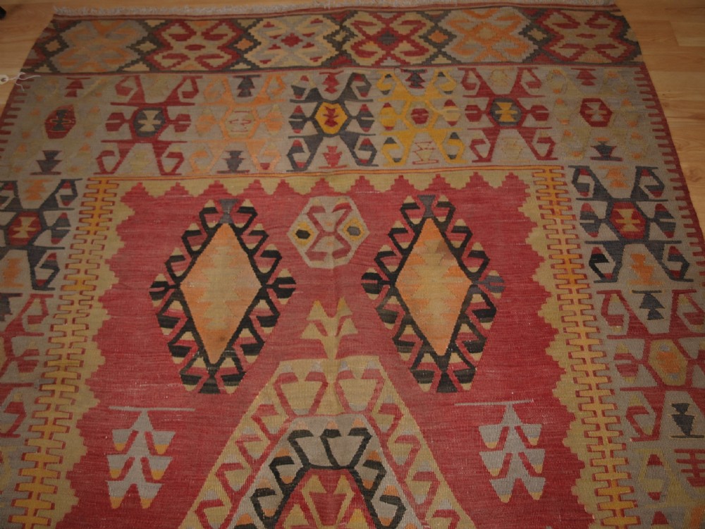 OLD TURKISH KONYA REGION KILIM OF LARGE SIZE, SOFT COLOURS, SUPERB CONDITION, CIRCA 1920. View IV