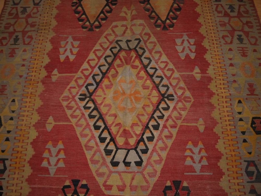 OLD TURKISH KONYA REGION KILIM OF LARGE SIZE, SOFT COLOURS, SUPERB CONDITION, CIRCA 1920. View V