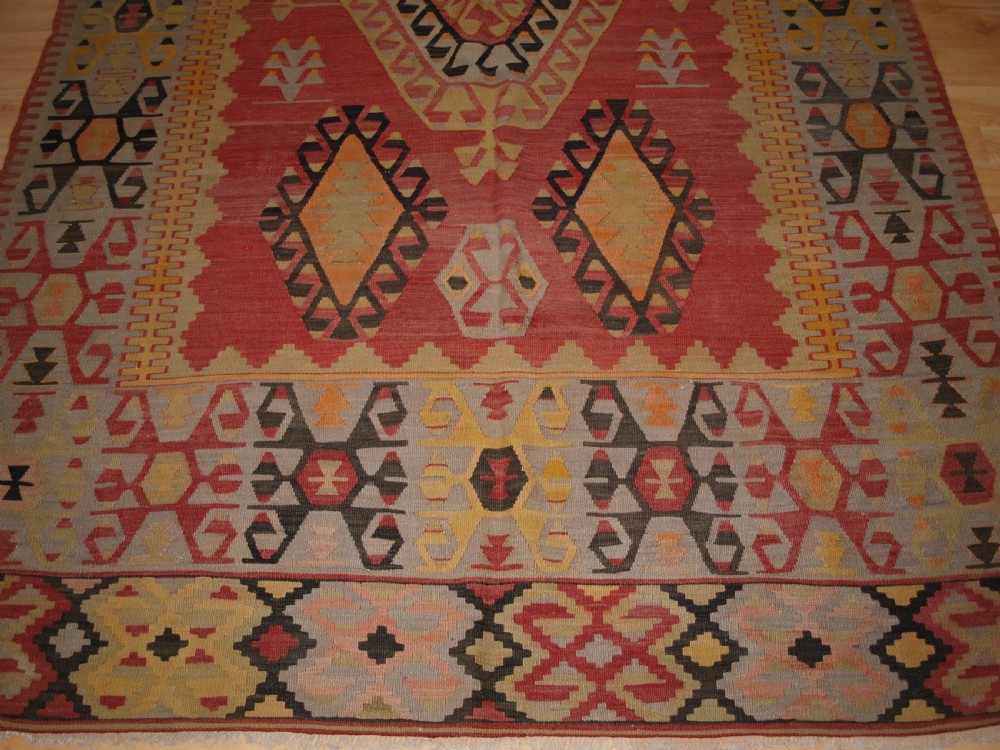 OLD TURKISH KONYA REGION KILIM OF LARGE SIZE, SOFT COLOURS, SUPERB CONDITION, CIRCA 1920. View VI