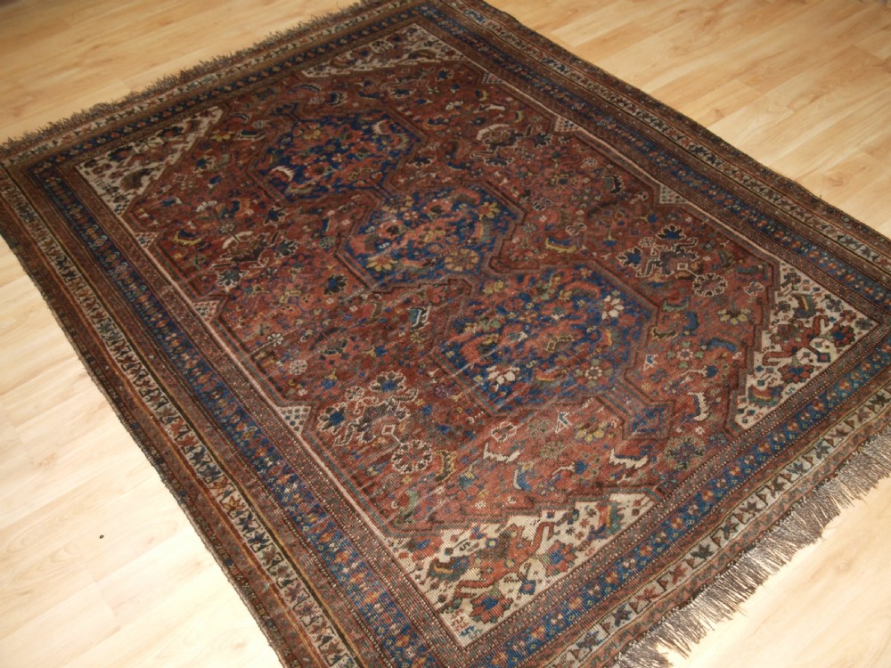 ANTIQUE SOUTH WEST PERSIAN RUG BY THE KHAMSEH TRIBE, BAHARLU SUB TRIBE, CIRCA 1890. View II
