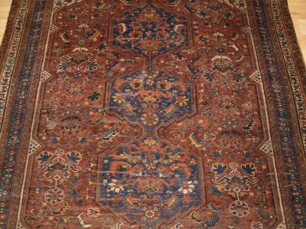 ANTIQUE SOUTH WEST PERSIAN RUG BY THE KHAMSEH TRIBE, BAHARLU SUB TRIBE, CIRCA 1890. View VI
