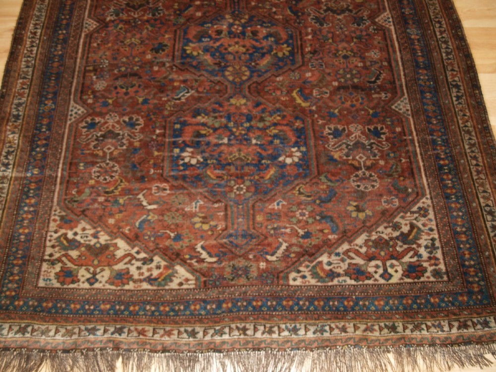 ANTIQUE SOUTH WEST PERSIAN RUG BY THE KHAMSEH TRIBE, BAHARLU SUB TRIBE, CIRCA 1890. View VII
