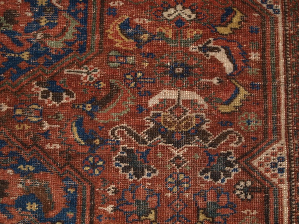 ANTIQUE SOUTH WEST PERSIAN RUG BY THE KHAMSEH TRIBE, BAHARLU SUB TRIBE, CIRCA 1890. View XIII
